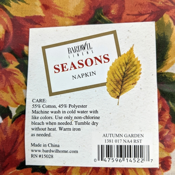 Bardwil linens Autumn garden napkins set of 4 - Picture 2 of 7
